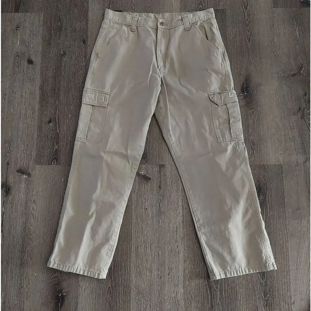 Wrangler Cargo Pants Men's 34x30 Workwear Pant Beige Straight leg baggy